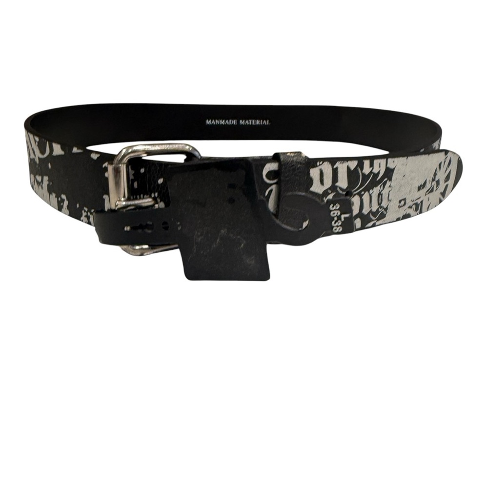 AC/DC Black and White Graphic Leather Belt